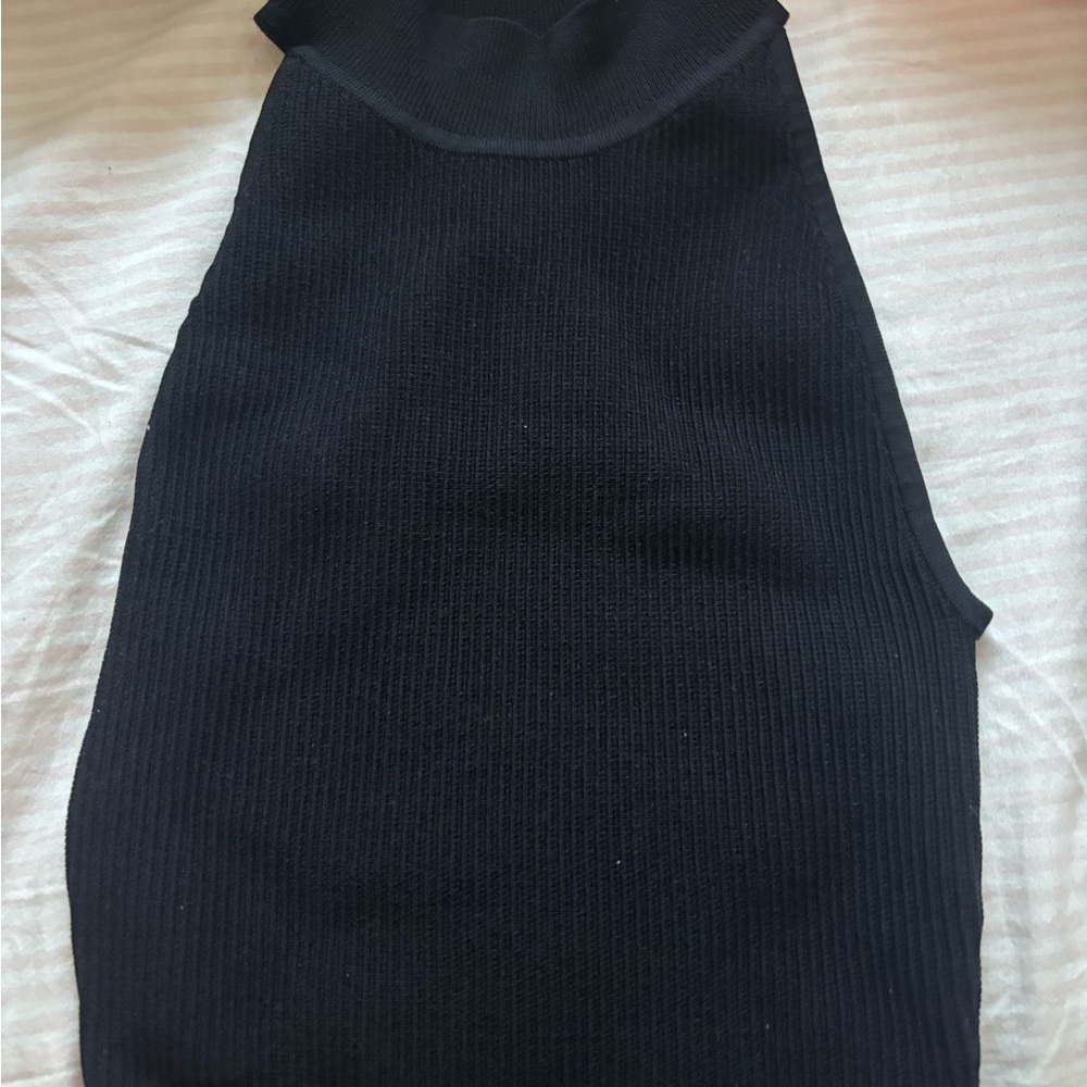 Black Sleeveless Turtleneck Sweater